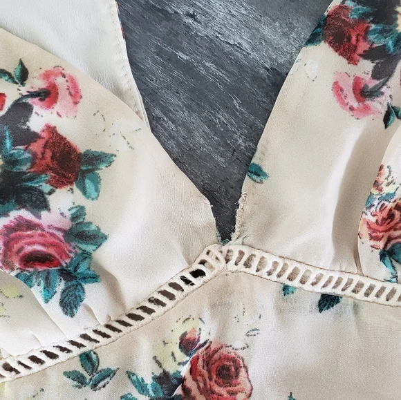 Beige Floral 1AM Babydoll Flowy Mini - Picture 3 of 4